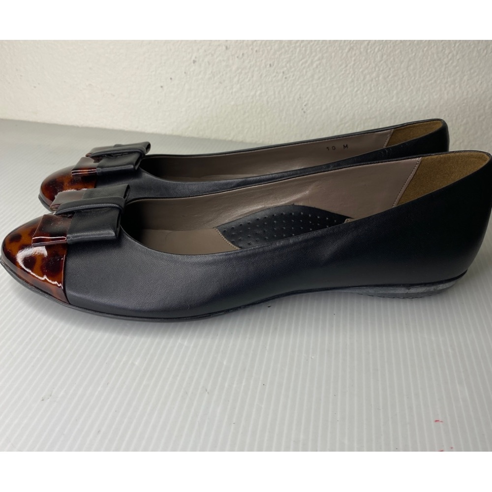 Sesto Meucci Britni Black Nap Tort Flat Shoes Size 10 M of Florence Ital…